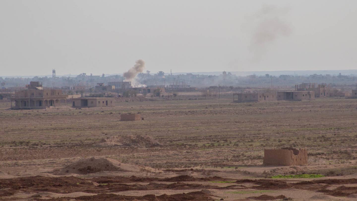 Coalition Forces target ISIS vehicles after the Syrian Democratic Forces provided their location in Deir ez-Zor province, Syria, Nov. 28, 2018. Continued assistance to partner forces is essential to setting conditions for regional stability. The Coalition and its partners remain united and resolved to prevent the resurgence of ISIS and its violent extremist ideology. (U.S. Army photo by Sgt. Matthew Crane)