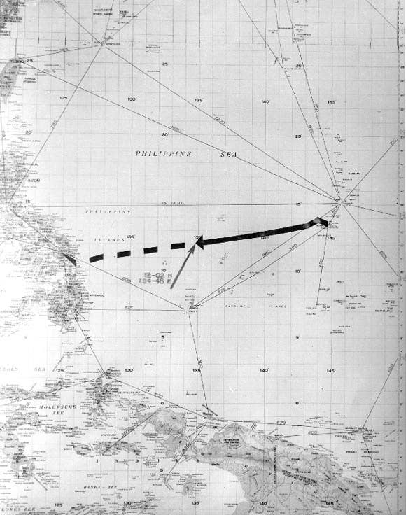 USS Indianapolis' last voyage chart
