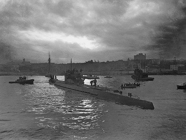 German submarine U-190 arrives in St. John's, Newfoundland in June 1945 after surrendering