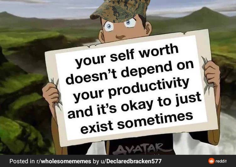 hurry up and wait productivity meme