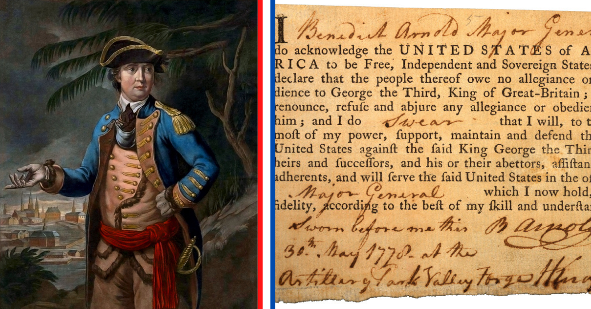 Portrait of Benedict Arnold and his Oath of Allegiance.