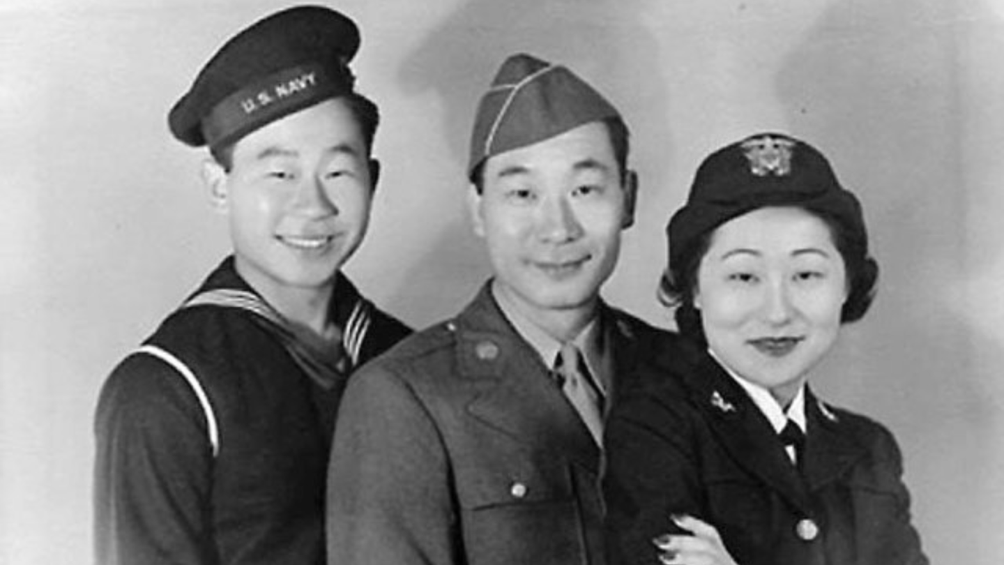 In 1942, like many Korean Americans, the three Ahn siblings, Ralph, Philip, and Susan, children from California's first Korean immigrant family, enlisted in the U.S. military. The Ahn sister, Susan Ahn Cuddy, was the first Korean American woman in the U.S. military and the first female Navy gunnery officer. For her service in the WAVES, she reached the rank of Lieutenant. U.S. Naval History and Heritage Command Photograph