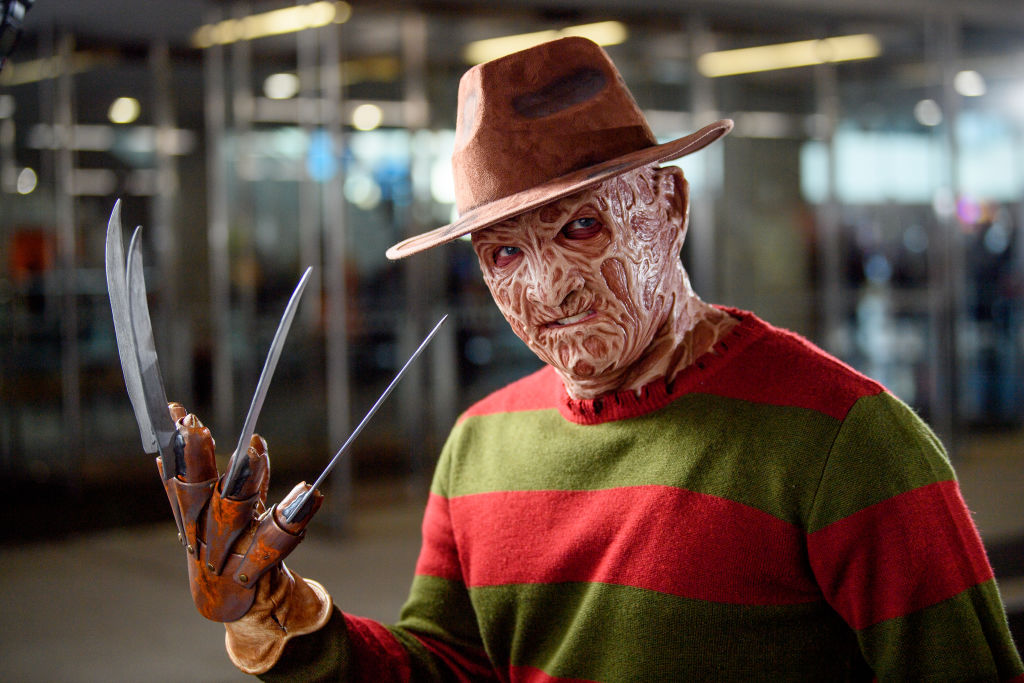Man dressed as Freddy Krueger from "A Nightmare on Elm Street".