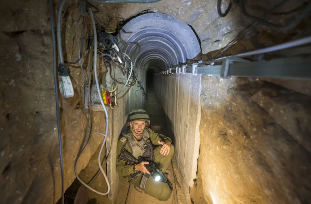 A soldier tours Hamas tunnels circa 2014