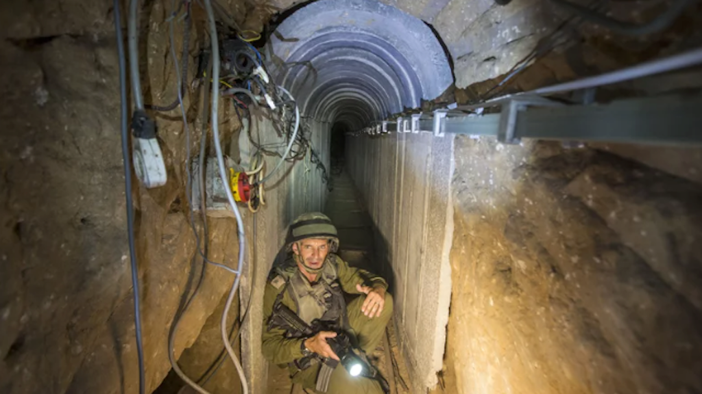 A soldier tours Hamas tunnels circa 2014