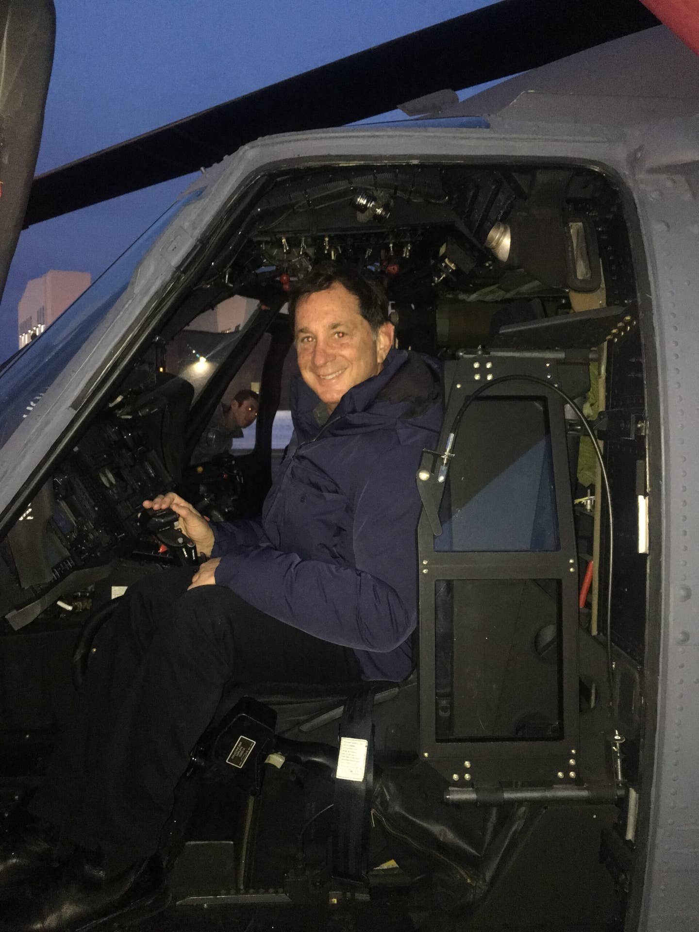 David Gale in helicopter cockpit.
