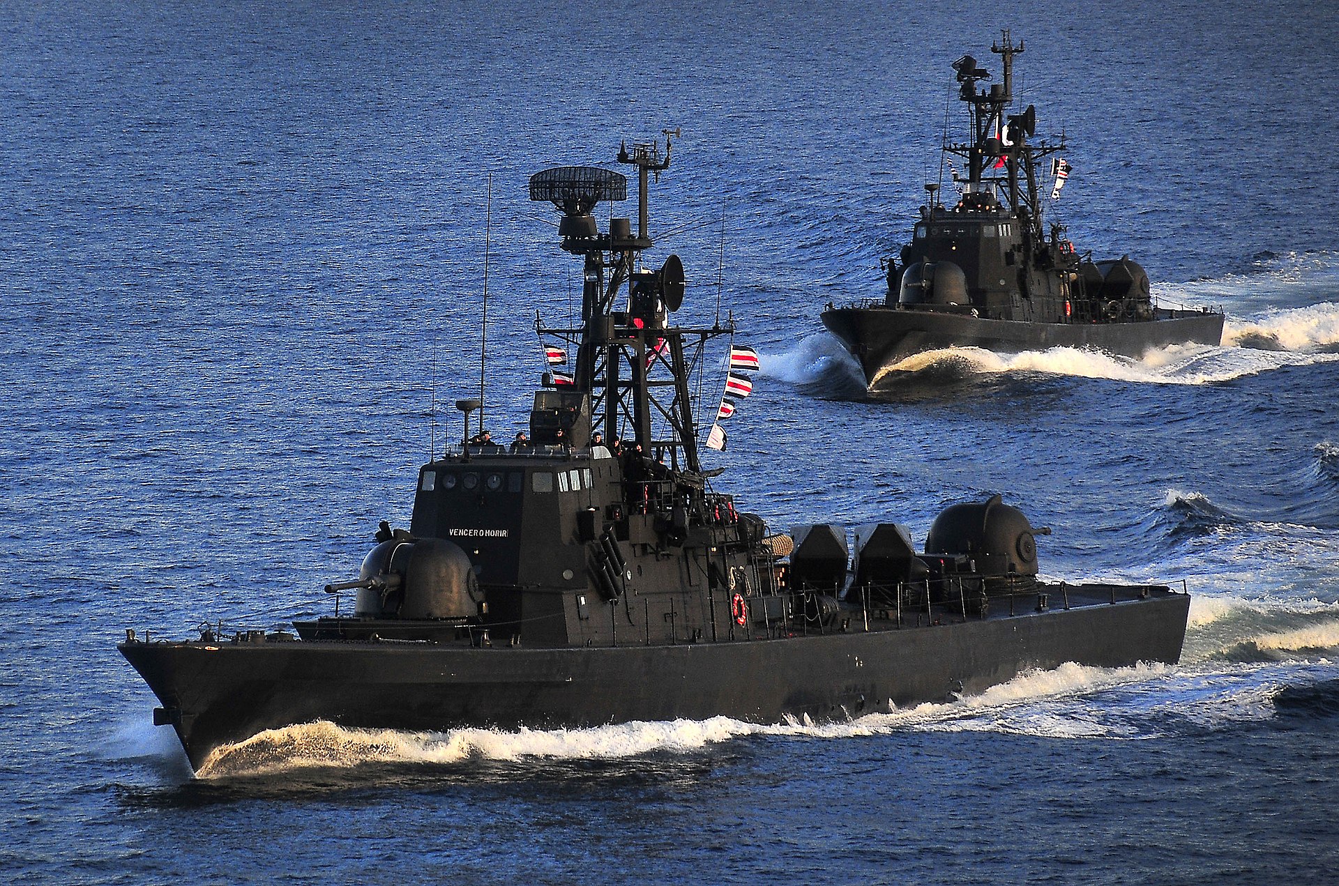 Sa'ar 4-class missile boats of the Chilean Navy.