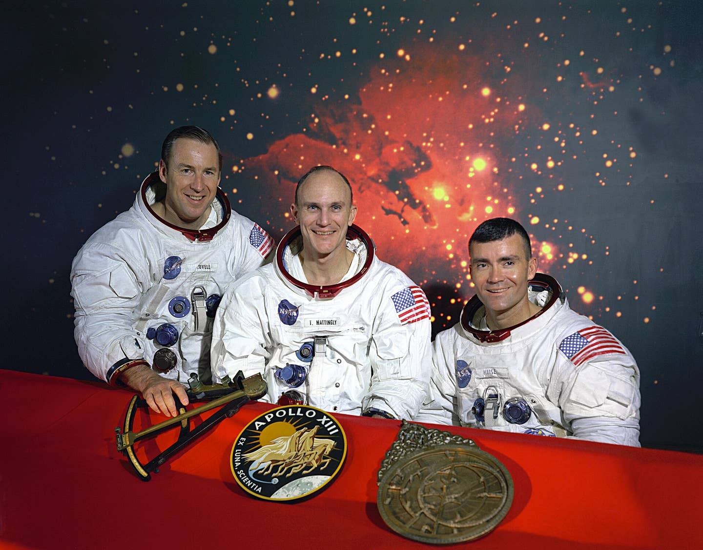 James Lovell, Ken Mattingly, and Fred Haise, the original Apollo 13 prime crew.