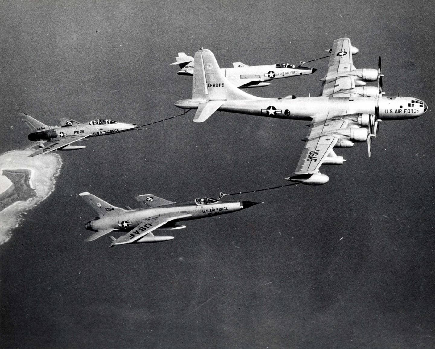 The KB-50J could refuel three fighters simultaneously.