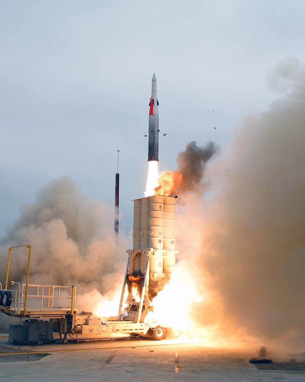 <em>An Arrow-series missile is test launched at Point Mugu (U.S. Navy)</em>