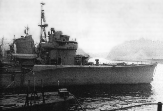 <em>IJN </em>Ushio<em> (pictured) and Sazanami bombarded Midway (Public Domain)</em>