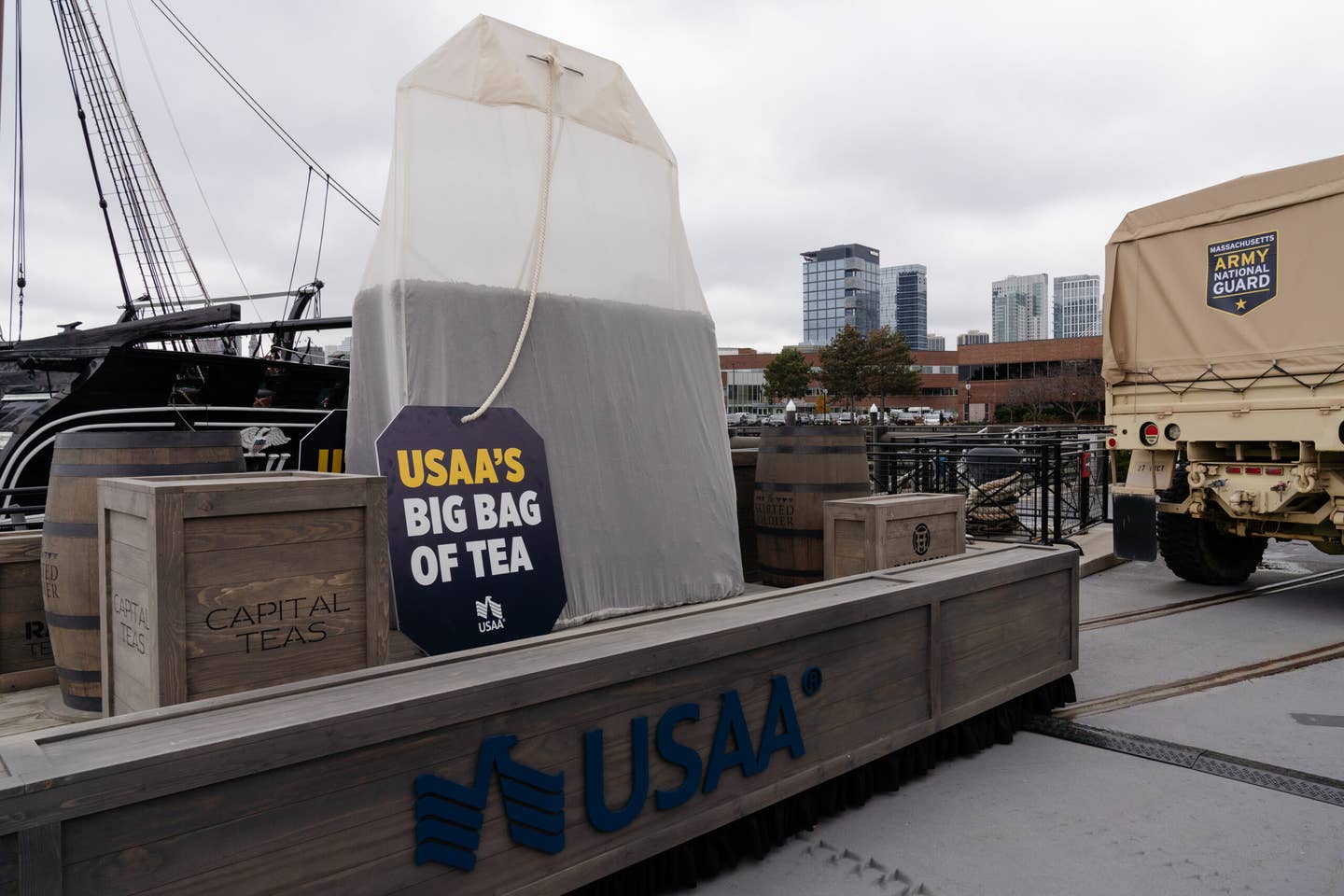 USAA's big bag of tea. Photo courtesy of USAA.
