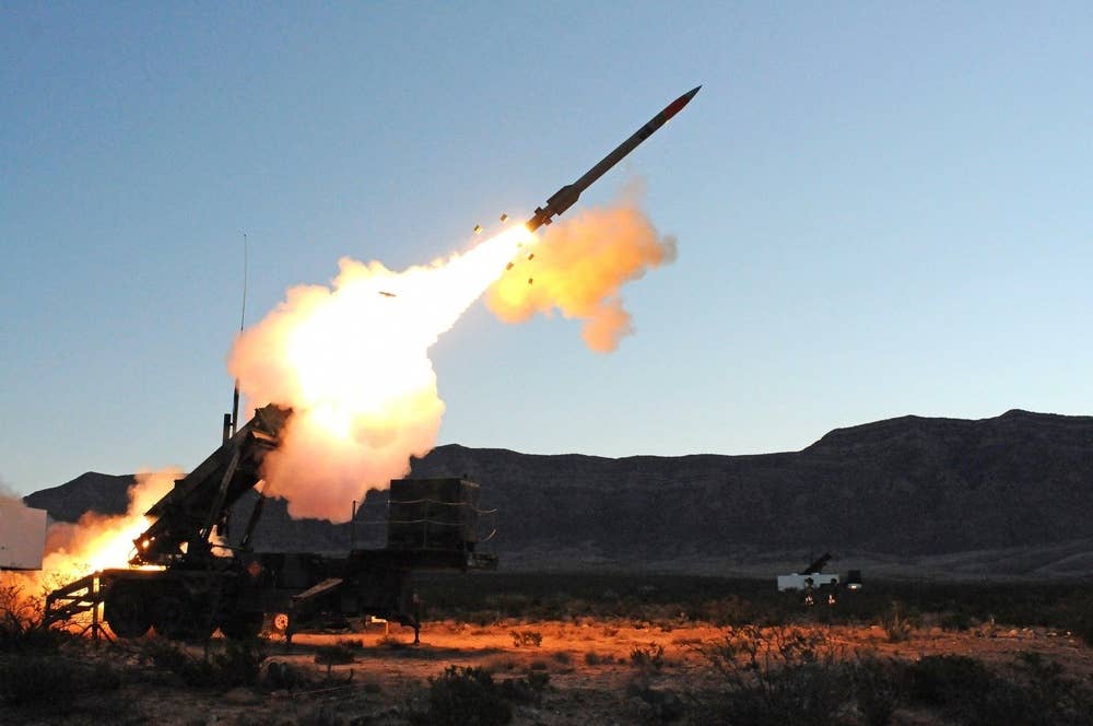 <em>The Patriot missile can intercept aircraft including UAVs, cruise missiles, and ballistic missiles (U.S. Army)</em>