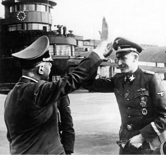 Carl Albrecht Oberg greeted by Reinhard Heydrich on his arrival in Paris as new higher SS and police leader in France. May 1942