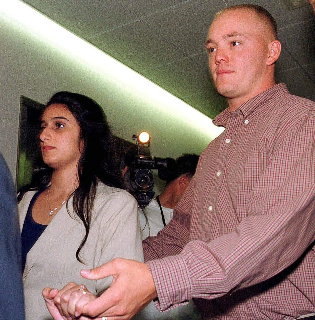 Meriam Al Khalifa a member of the royal family of Bahrain, arrives for an immigration hearing 17 July, 2000, with her husband Jason Johnson.