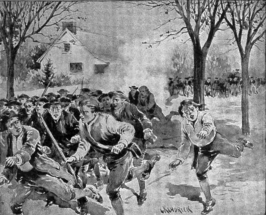 A painting of Daniel Shays' forces fleeing