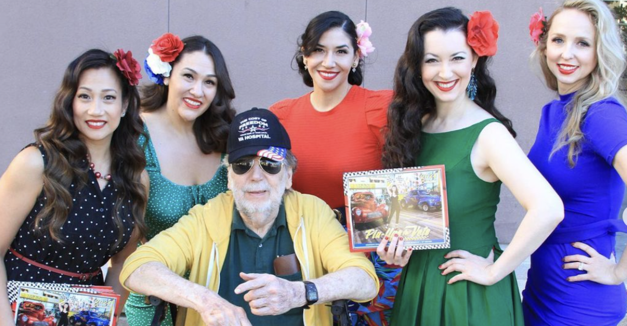 Pin-ups for Vets pose with their calendars. Photo courtesy of Pin-ups for vets.