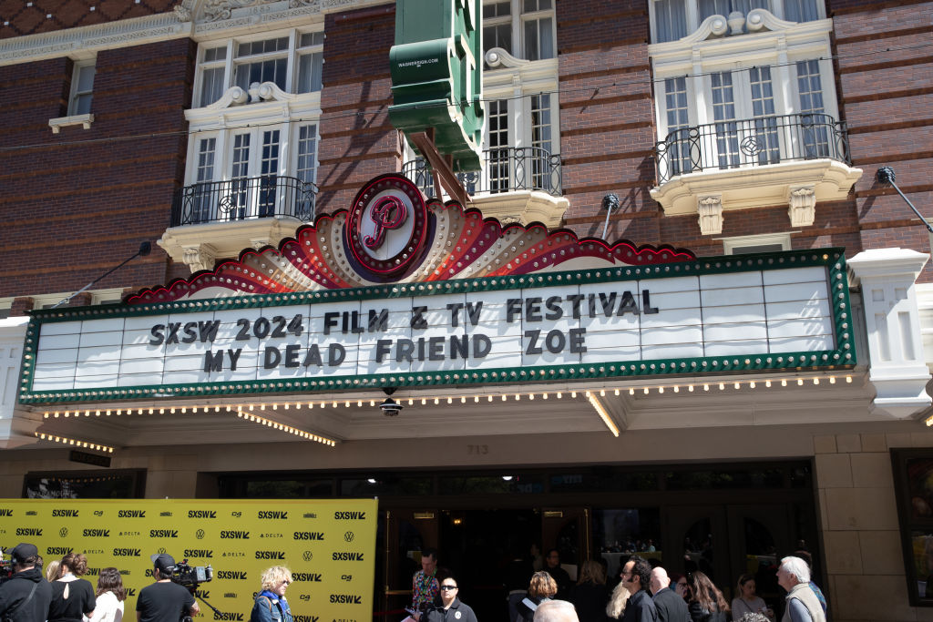 A view of the Paramount Theatre marquee at the "My Dead Friend Zoe" Premiere as part of SXSW 2024 Conference and Festivals held at the Paramount Theatre on March 9, 2024 in Austin, Texas. (Photo by Hutton Supancic/SXSW Conference &amp; Festivals via Getty Images)