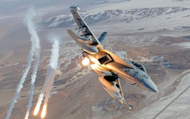 Growler firing flares. (Photo: Boeing)