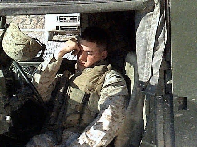 infantryman is sleeping