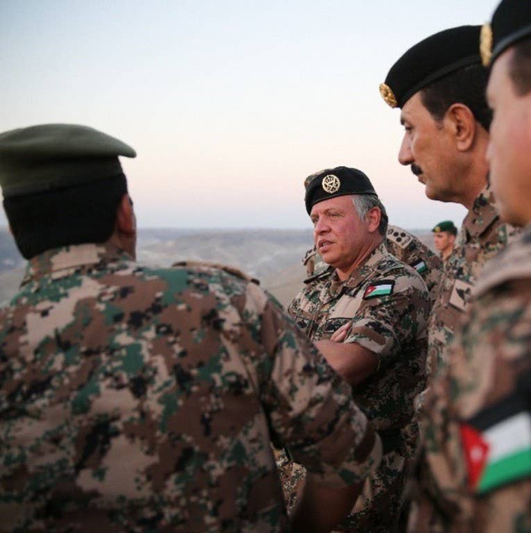 Abdullah with military officials during an exercise. (Photo: The Royal Hashemite Court/Instagram)