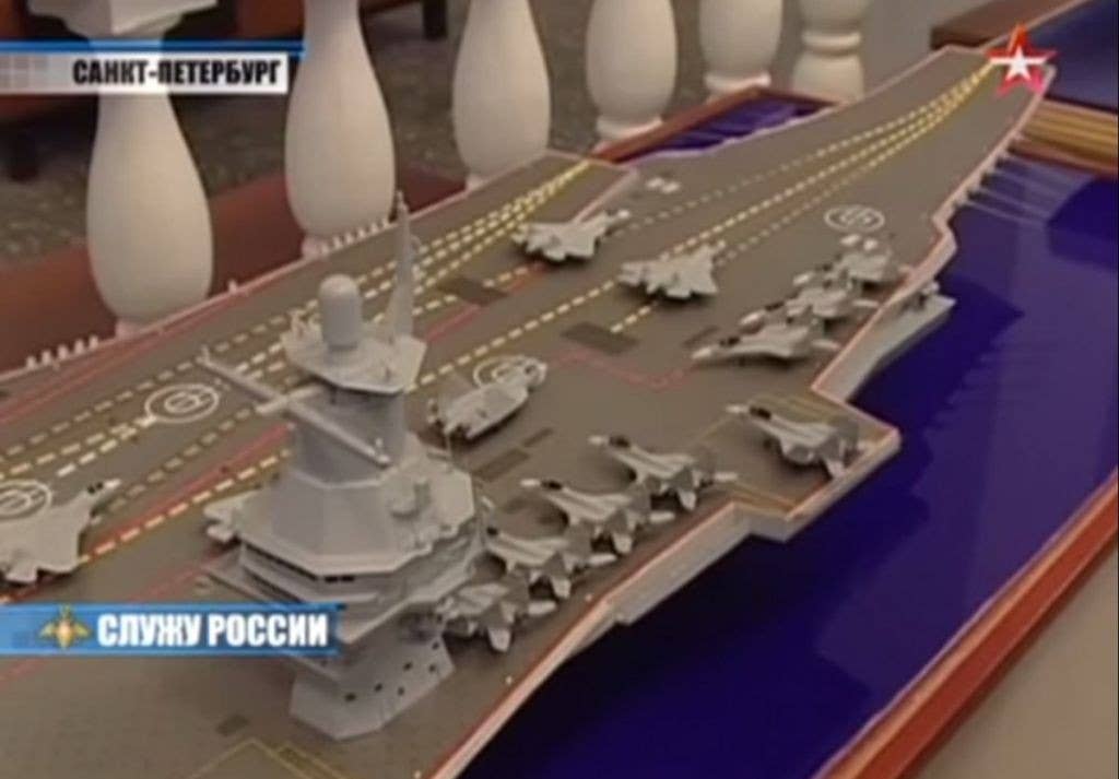 Krylov's small scale mockup of its future carrier. (Photo: YouTube)