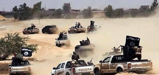 ISIS trucks driving around Mosul, Iraq. (Photo: ISIS sources on the web)