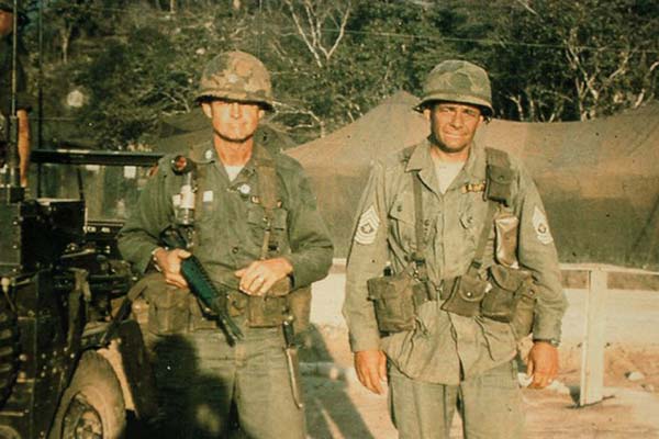Then-Lt. Col. Hal Moore and Cmd. Sgt. Maj. Basil Plumley in Vietnam. Plumley died in 2012.