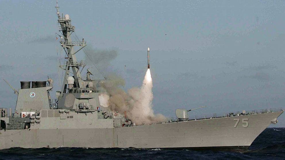 Flt I Burke class destroyer shoots a Harpoon missile. (Photo: U.S. Navy)