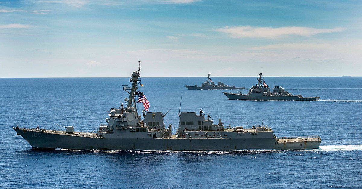USS John McCain confronts Chinese ships in South China Sea. (Dept. of Defense photo)