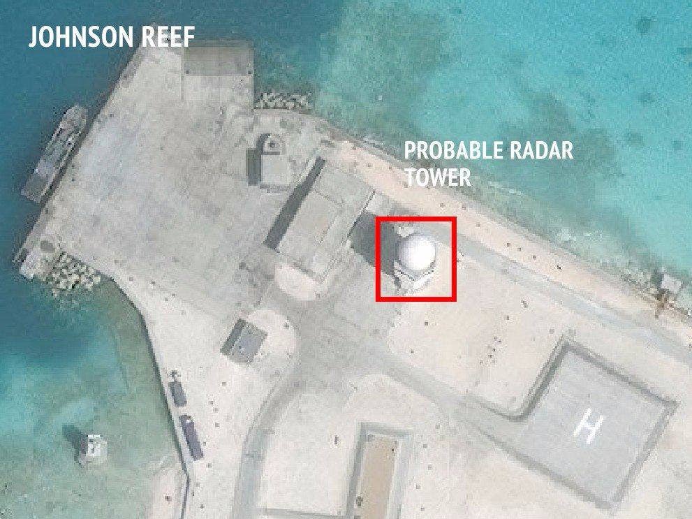 China's military installations in the South China Sea create a huge area that could possibly be turned into an air identification and defense zone. | CSIS ASIA MARITIME TRANSPARENCY INITIATIVE