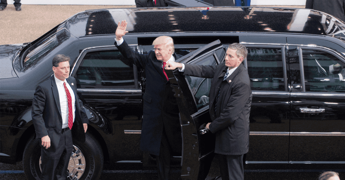 President Donald J. Trump arrives at the Inaugural Parade during the 58th Presidential Inauguration in Washington, D.C. Jan. 20, 2017.