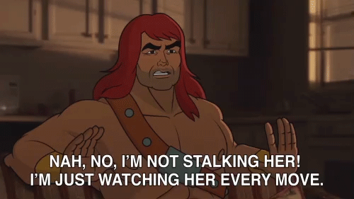 There's a fine line between stellar leadership and stalking. (<a href="https://giphy.com/gifs/sonofzorn-son-of-zorn-l0HlDDq6NiK5rgGlO">Image</a> via 20th Century Fox)