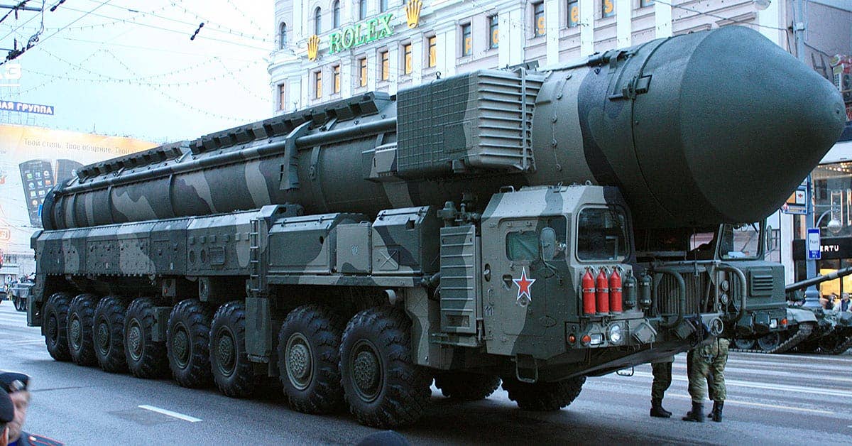 A Russian Topol-M mobile nuclear missile. Photo from Wikimedia Commons.
