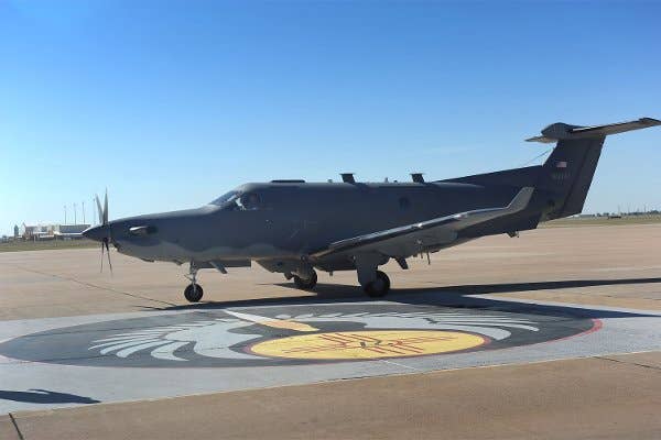 The 318th Special Operations Squadron welcomed the arrival of a U-28A aircraft Aug. 30, 2013 at Cannon Air Force Base, N.M. | U.S. Air Force photo by Senior Airman Xavier Lockley