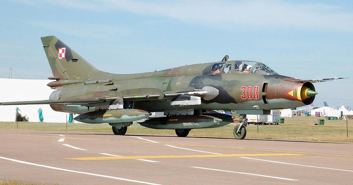 A Polish Su-22 Fitter at the 2010 Royal International Air Tattoo. (Photo from Wikimedia commons)
