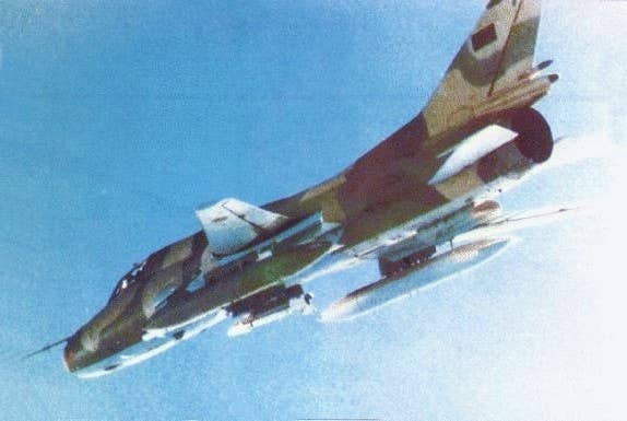 A Libyan Su-22 Fitter - two of these were shot down by Navy F-14s in 1981. (US Navy photo)