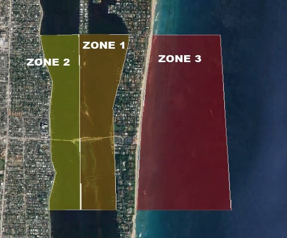 Security Zones in vicinity of Mar A Lago, Florida are established during VIP visits to the Miami area. (U.S. Coast Guard photo illustration by Seventh Coast Guard District)
