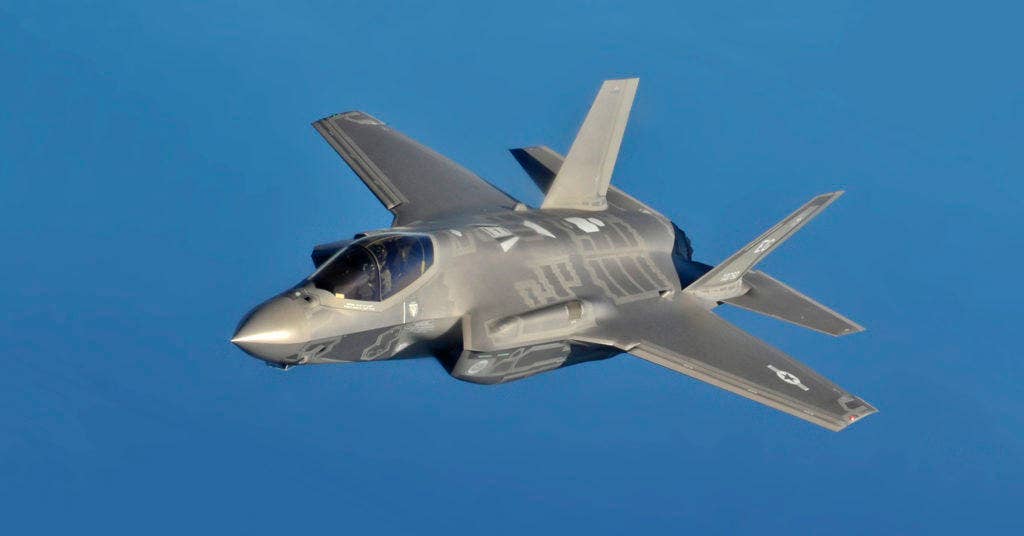 The F-35 Joint Strike Fighter. (Photo by Master Sgt. Donald R. Allen. (Cropped))