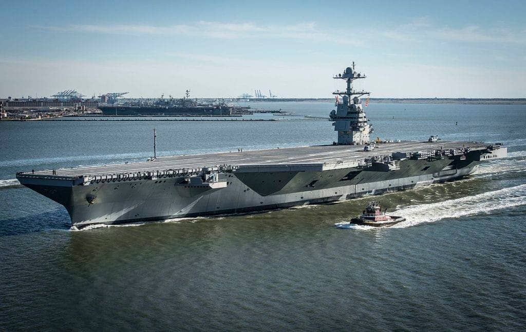 USS Gerald R. Ford underway, propelled by two A1B reactors. (US Navy photo)