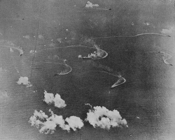The Japanese 1st Mobile Fleet maneuvers under fire on June 20, 1944, during the Battle of the Philippine Sea. (Photo: U.S. Navy)