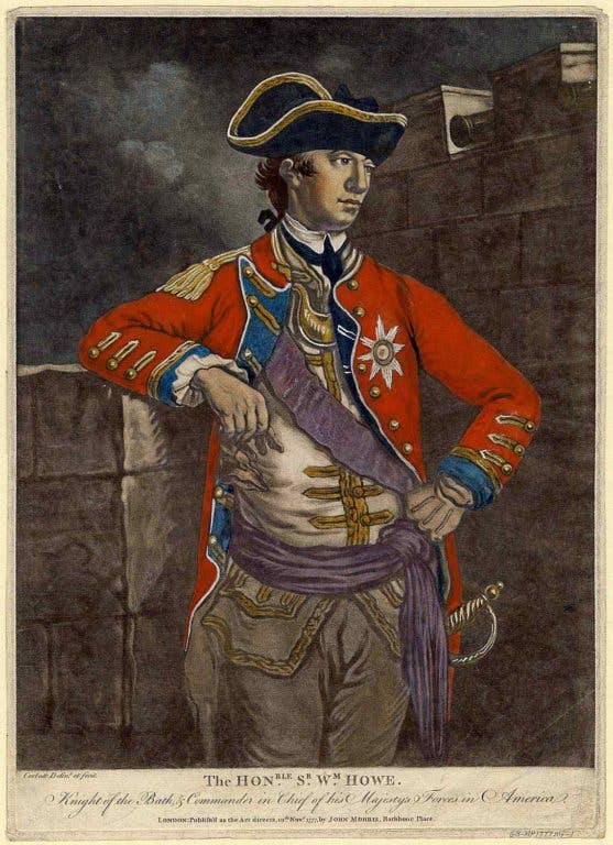 A color mezzotint of General Sir William Howe. (From the Anne S.K. Brown Military History Collection at Brown University | PD-US)