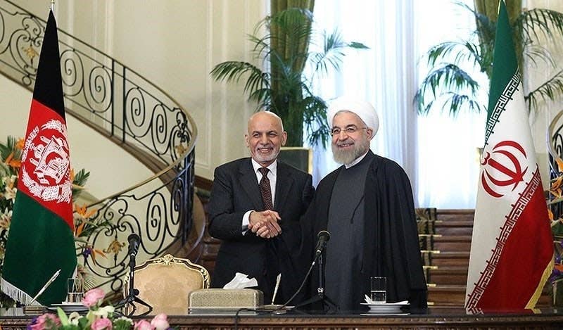 Iranian President, Hassan Rouhani meeting with Afghan President Ashraf Ghani in Saadabad Palace. (Photo via Tasnim News Agency)