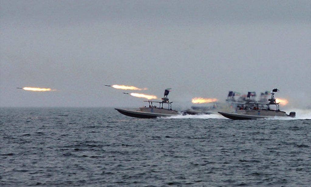 Iranian fast-attack boats during a naval exercise in 2015. | Wikimedia photo by Sayyed Shahaboddin Vajedi
