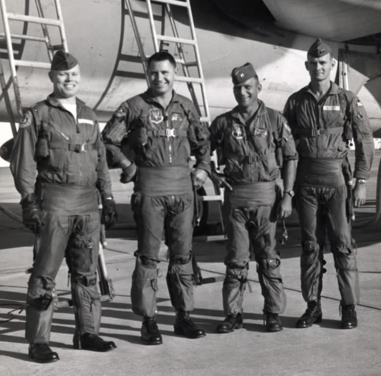 Then-Maj. Leo K. Thorsness, second from left, stands with other Wild Weasels. (Photo: U.S. Air Force)