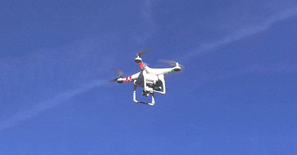 A private drone with imaging capabilities flies high. (Photo from Wikimedia Commons)