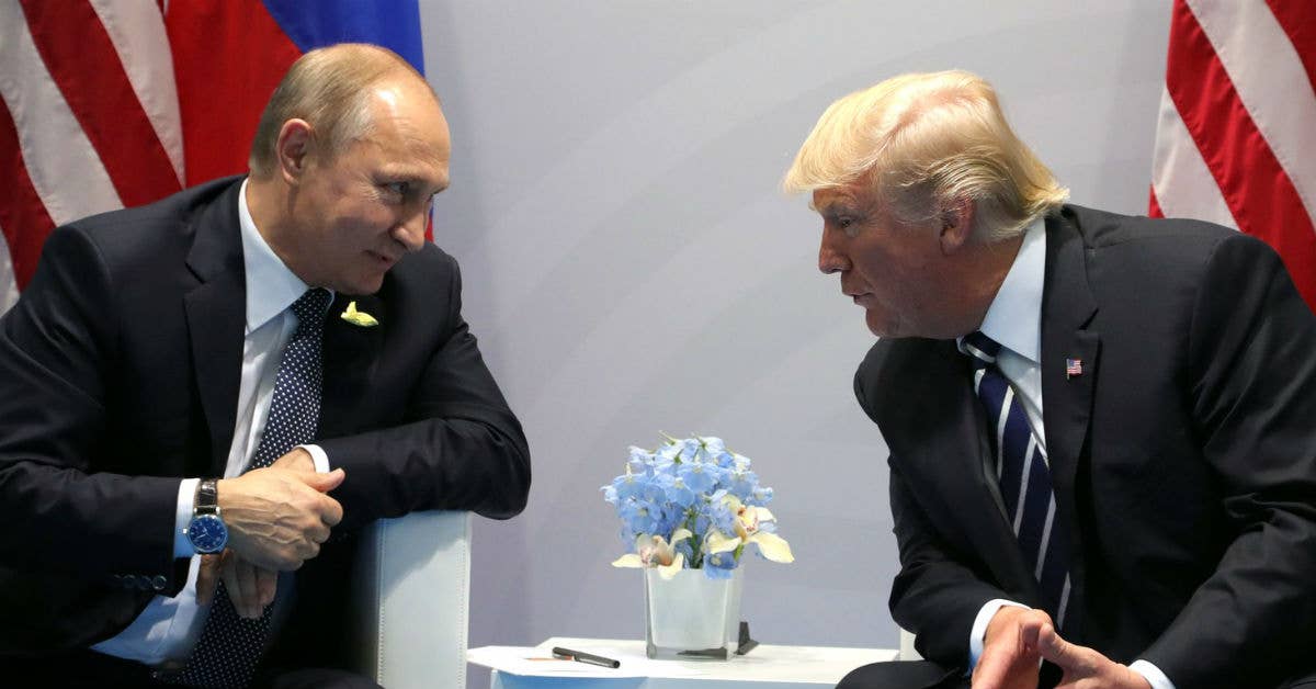 Putin and Trump meet in Hamburg, Germany. July 7, 2017. (Photo from Moscow Kremlin.)