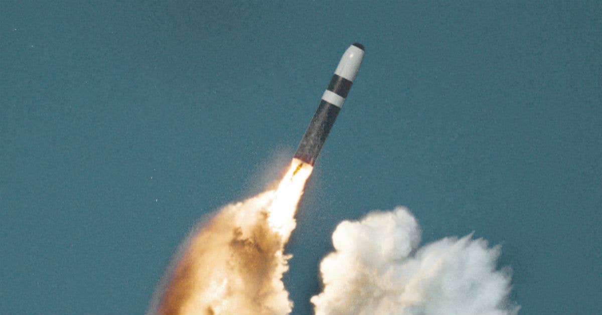 A Trident II ICBM launching. Photo from Wikimedia Commons.