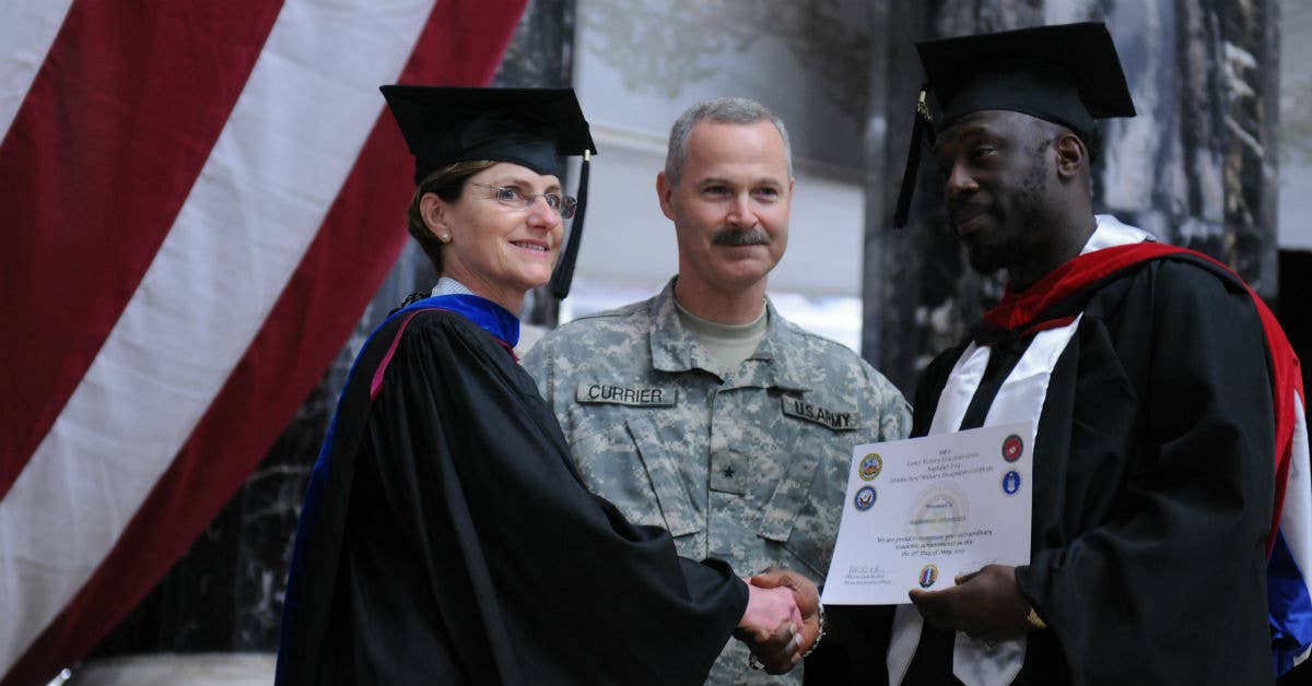 Graduations aren't just for basic. Getting a degree helps propel vets into higher positions post-service. (DoD Photo by Sgt. Chad Menegay)