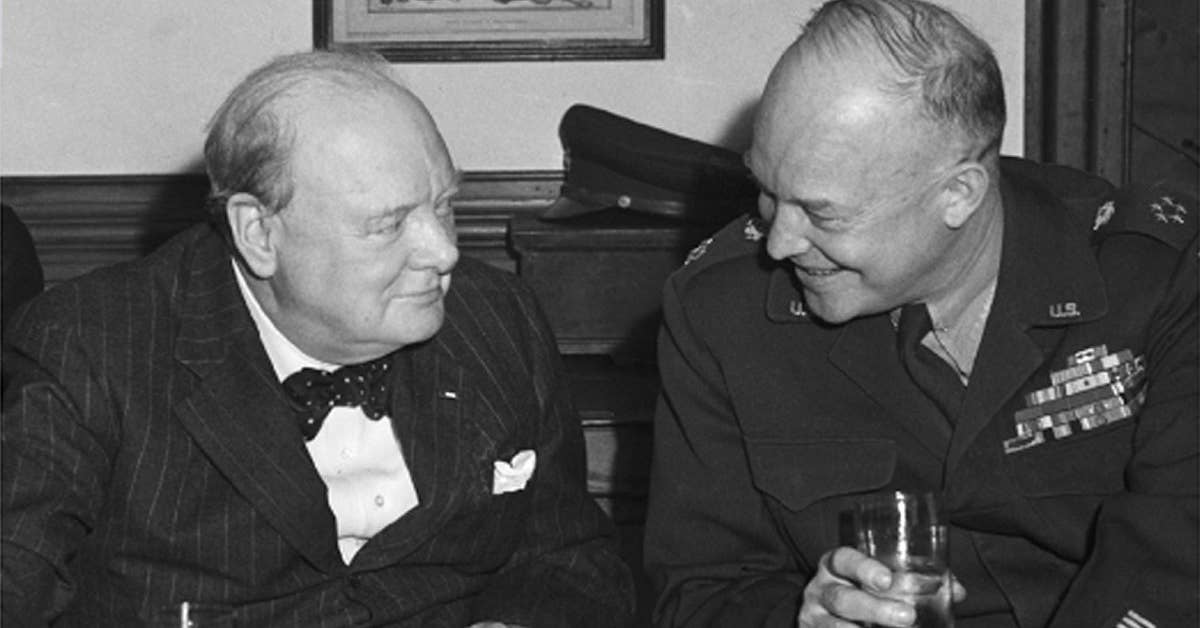 General of the Army Dwight D. Eisenhower and British Prime Minister Winston Churchill. (Photo from Wikimedia Commons)